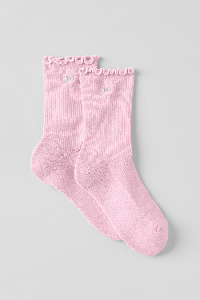 Women's Lettuce Edge Sock - Pink Marshmallow