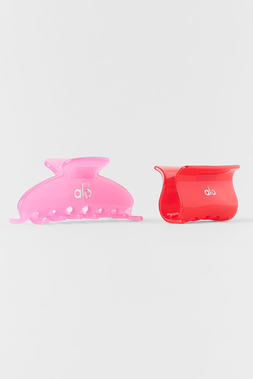 Effortless Claw Clip (2-Pack) - Candy Heart Pink/Bright Red