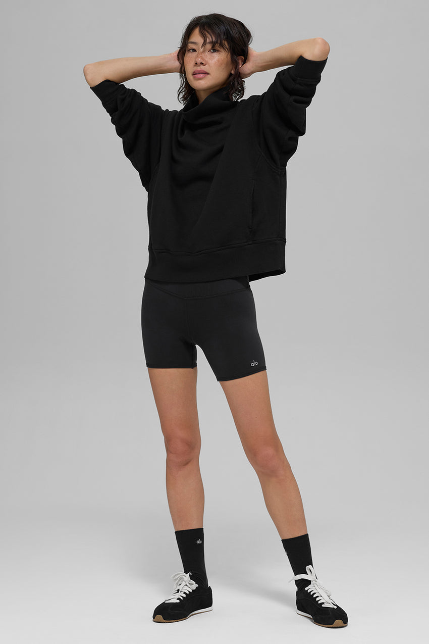 Hazy Mock Neck Pullover - Black